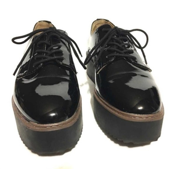 Madden Girl Andria Black Patent Leather Platform Oxford Loafers Size 9.5 - Picture 9 of 11